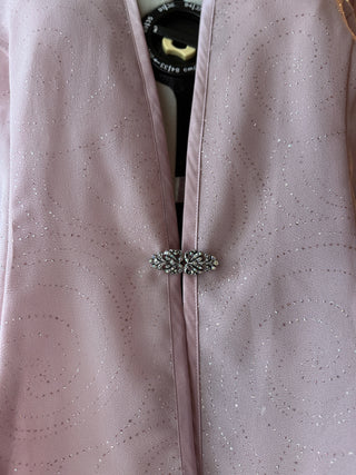 Vintage Pink Blush Rhinestone Sparkle Jacket Blazer with Ornate Clasp Front