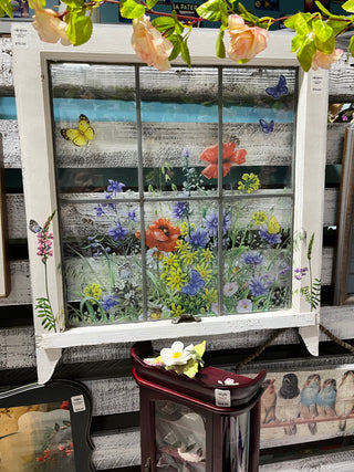 Floral Upcycled Vintage Window