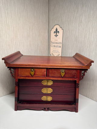 Vintage Mid-Century Chinese Rosewood Altar Jewelry Chest