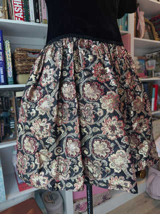 Scott McClintock Black Velvet & Metallic Brocade Floral Dress Size 4
