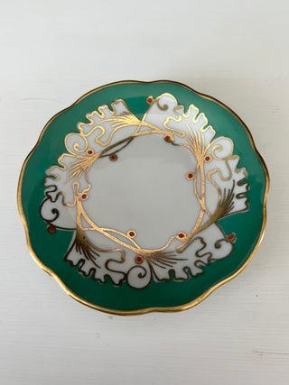Green and gold floral plate