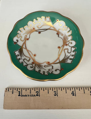 Green and gold floral plate