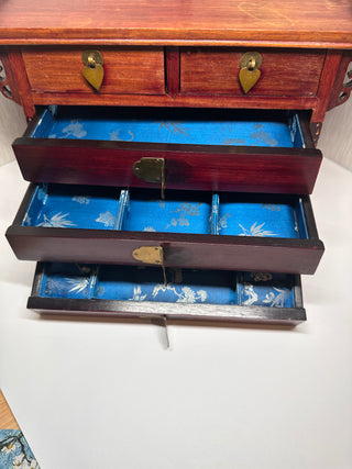 Vintage Mid-Century Chinese Rosewood Altar Jewelry Chest
