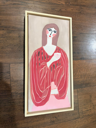 Pink/Brown Lady Wall Hanging 9”x18”