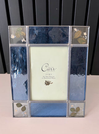 Blue stained glass picture frame