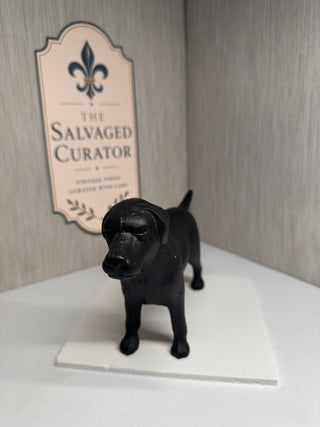 Vintage-Style Black Cast Iron Labrador Retriever Dog Figurine