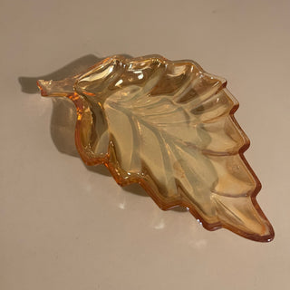 6" Carnival Glass Leaf Dish, Marigold - SP