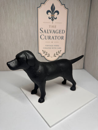 Vintage-Style Black Cast Iron Labrador Retriever Dog Figurine