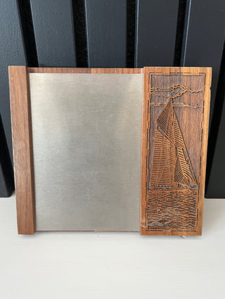 Lasercraft walnut sailboat notepad holder