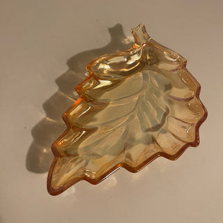 6" Carnival Glass Leaf Dish, Marigold - SP