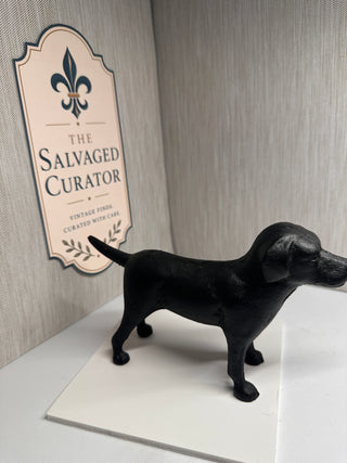 Vintage-Style Black Cast Iron Labrador Retriever Dog Figurine