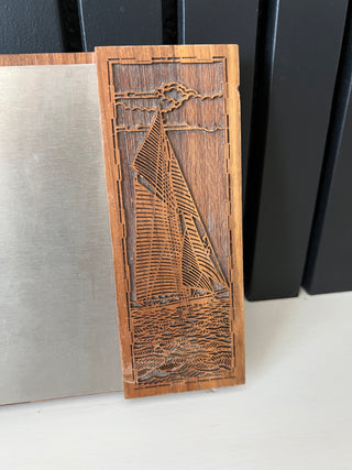 Lasercraft walnut sailboat notepad holder