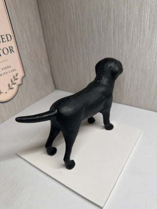 Vintage-Style Black Cast Iron Labrador Retriever Dog Figurine