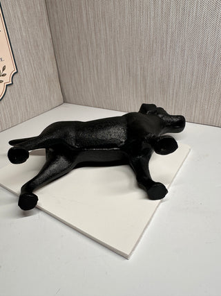 Vintage-Style Black Cast Iron Labrador Retriever Dog Figurine