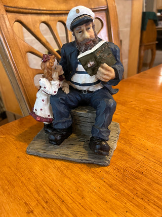Seaside Sailor Reading To Child Figure