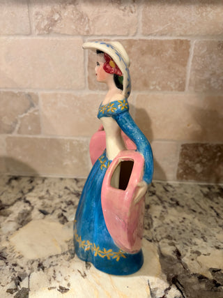 Vtg. 1940's Well Ware Ceramic Lady Double Vase