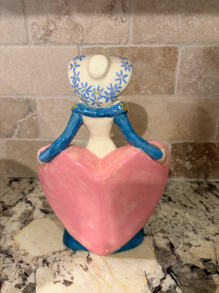 Vtg. 1940's Well Ware Ceramic Lady Double Vase