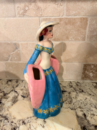 Vtg. 1940's Well Ware Ceramic Lady Double Vase