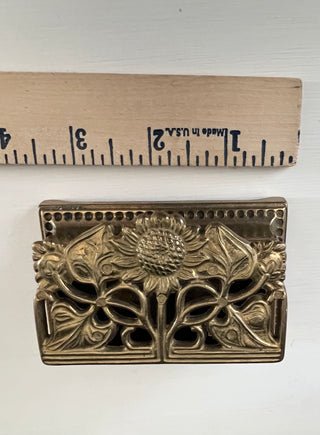 Vintage brass floral stamp holder box
