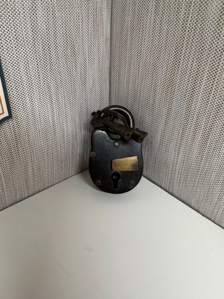 Antique-Style Cast Iron Padlock with Skeleton Keys
