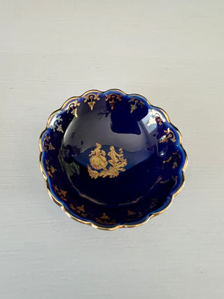 Limoges France miniature cobalt and gold porcelain plate