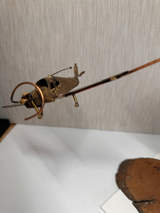 "Control Tower Stay Clear!" – Vintage Mid-Century Kinetic Monoplane Sculpture by Deeter (1975)