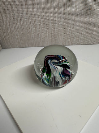 Vintage Harry Boyer Signed Studio Art Glass Controlled Bubble Swirl Paperweight