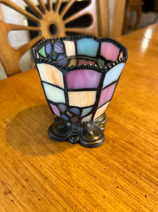 Party Lite Tiffany Style Tea Light/Votive Candle Holder w/glass vase insert