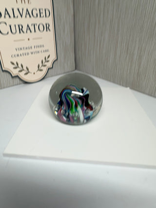 Vintage Harry Boyer Signed Studio Art Glass Controlled Bubble Swirl Paperweight
