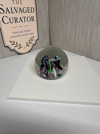 Vintage Harry Boyer Signed Studio Art Glass Controlled Bubble Swirl Paperweight