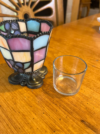 Party Lite Tiffany Style Tea Light/Votive Candle Holder w/glass vase insert