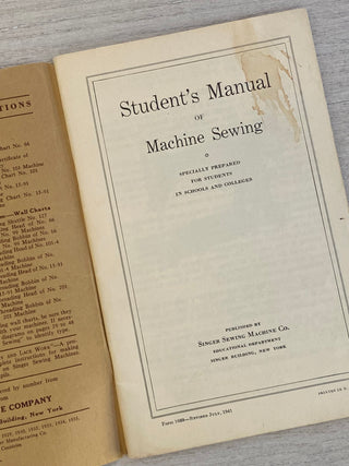Student’s Manual of Machine Sewing, 1941 (Vintage book)