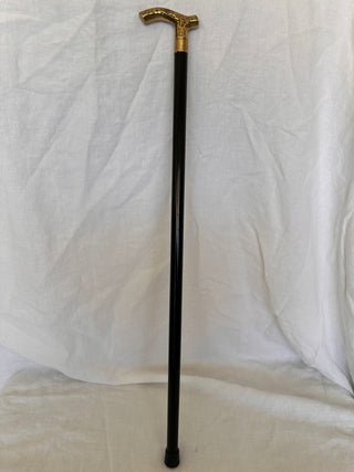 intage Victorian-Style Ornate Engraved Brass Derby Walking Stick
