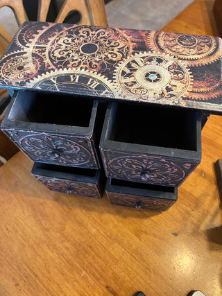 Custom Designed Gear  4 Drawer Wooden Chest