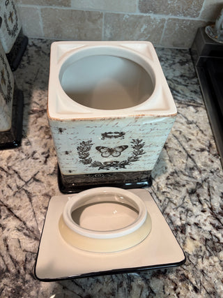 French Sunflowers 3 Pc Canister Set  w/Bees & Butterflies