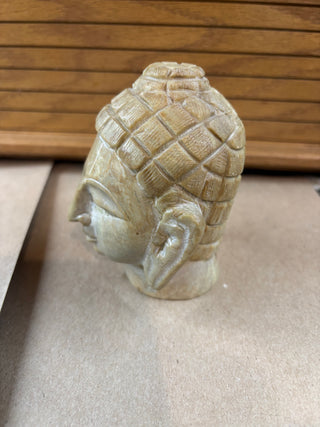 Carved Buddha head soap stone paperweight