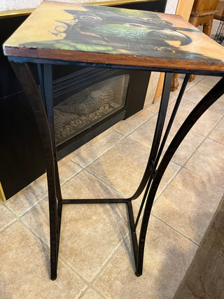 Tall Custom Designed Steam Punk Parrot Side Table