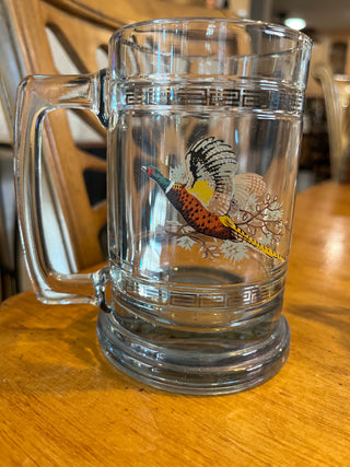 Vintage Princess House Pheasant Heavy Glass Beer Mug