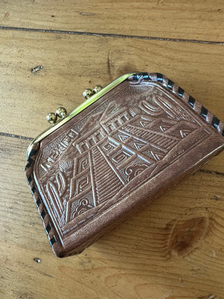 Tooled Leather Mexican Coin Purse Vintage