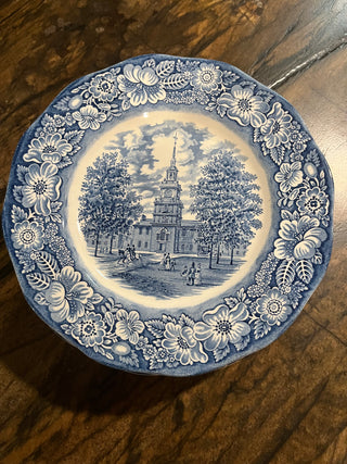 Vintage Liberty Blue 9 3/4" Independence Hall Dinner Plate