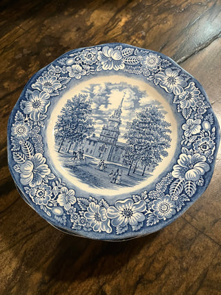 Vintage Liberty Blue 9 3/4" Independence Hall Dinner Plate