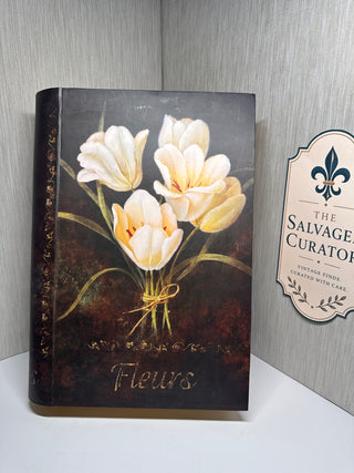 Large Vintage Moody Floral Book Box - 14.5" x 10.25" Decorative Storage Box
