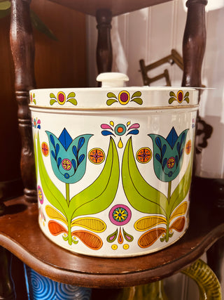 Vtg 70s Bisquick Tin - Scandinavian Tulips