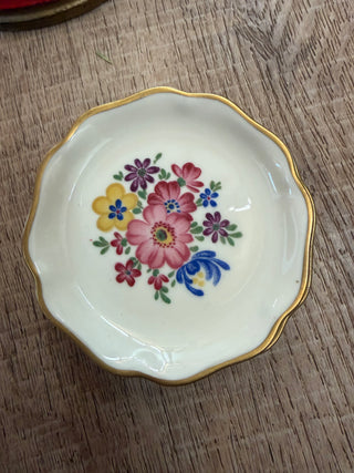 3.25” floral gold accent butter pat dish