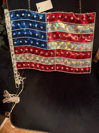 Noma 18" Light Holographic 4th July American Flag Window Decor VV