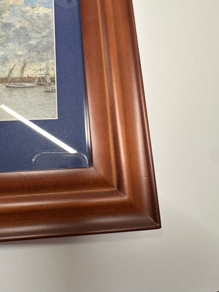 Solid Wood Mitered Frame 12.5x10.75" with Blue Mat & Eugène Boudin Art Book Prin