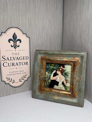 Hotel Collection 7.5" Square Ornate Bronze & Teal Frame Renoir Dance in the City