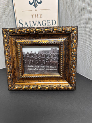 Vintage Ornate Gold Frame 5.25"x4.25" with 1954 Notre Dame Football Book Page Print