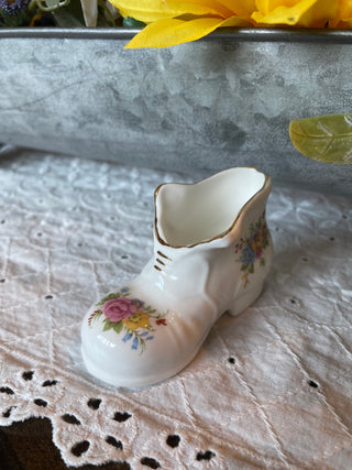 Vintage Philldale England Bone China Miniature Floral Boot Vase – English Porcelain Shoe