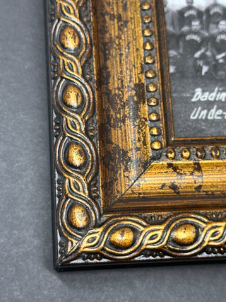 Vintage Ornate Gold Frame 5.25"x4.25" with 1954 Notre Dame Football Book Page Print